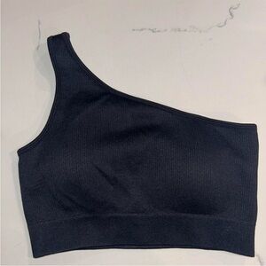 Black One-Shoulder Crop Top